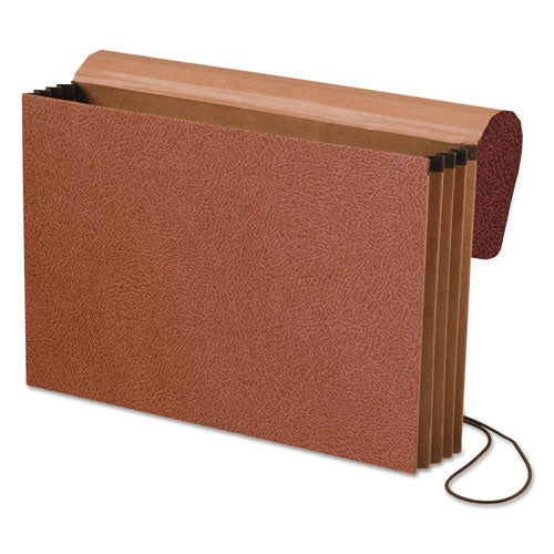 Image of Pendaflex® Standard Expanding Wallet with Fiber Gussets, 3.5" Expansion, 1 Section, Elastic Cord Closure, Legal Size, Red Fiber