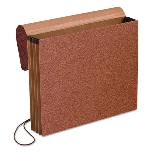 Image of Pendaflex® Standard Expanding Wallet with Fiber Gussets, 3.5" Expansion, 1 Section, Elastic Cord Closure, Letter Size, Red Fiber