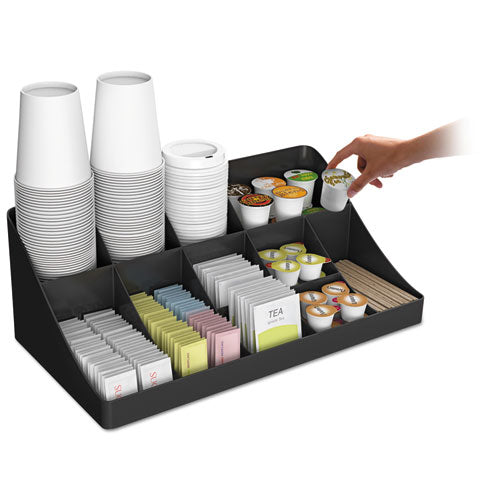 Image of Mind Reader 11-Compartment Coffee Condiment Organizer, 18.25 x 6.63 x 9.78, Black