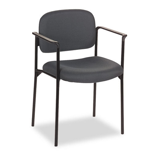 Image of HON® VL616 Stacking Guest Chair with Arms, Fabric Upholstery, 23.25" x 21" x 32.75", Charcoal Seat, Charcoal Back, Black Base
