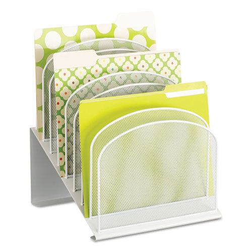 Image of Safco® Onyx Mesh Desk Organizer With Tiered Sections, 8 Sections, Letter To Legal Size Files, 11.75" X 10.75" X 14", White