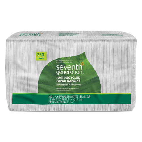 Image of Seventh Generation® 100% Recycled Napkins, 1-Ply, 11 1/2 X 12 1/2, White, 250/pack
