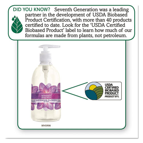 Image of Seventh Generation® Natural Hand Wash, Lavender Flower and Mint Scent, 12 oz, 8/Carton