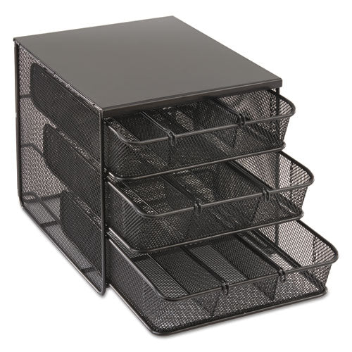 Image of Safco® 3 Drawer Hospitality Organizer, 7 Compartments, 11.5 x 8.25 x 8.25, Black