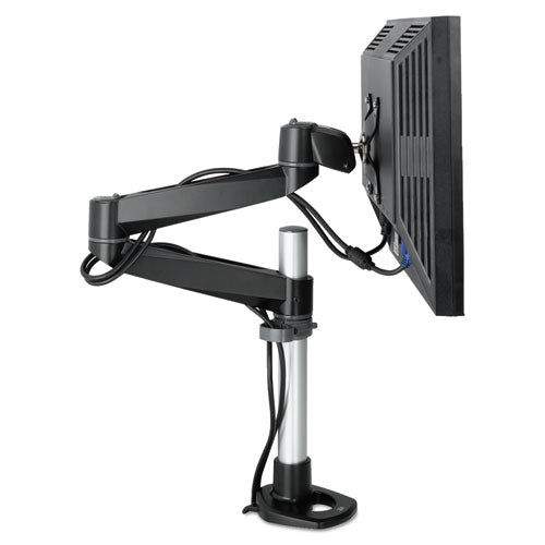 Image of 3M Dual-Swivel Monitor Arm, 360 Degree Rotation, +15 Degree/-90 Degree Tilt, 180 Degree Pan, Black/Gray, Supports 30 lbs