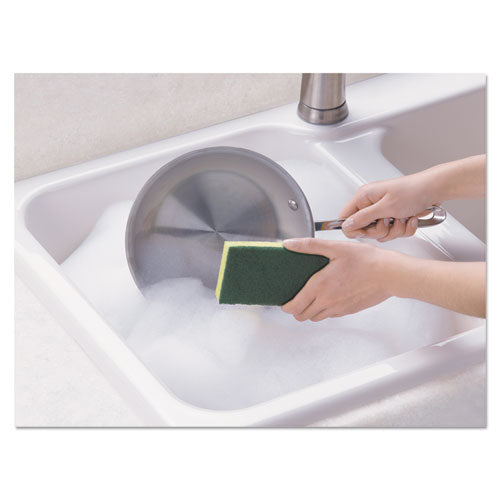 Image of Scotch-Brite® Heavy-Duty Scrub Sponge, 4.5 X 2.7, 0.6" Thick, Yellow/green, 3/pack
