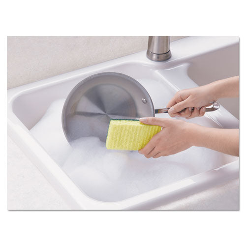 Image of Scotch-Brite® Heavy-Duty Scrub Sponge, 4.5 X 2.7, 0.6" Thick, Yellow/green, 3/pack