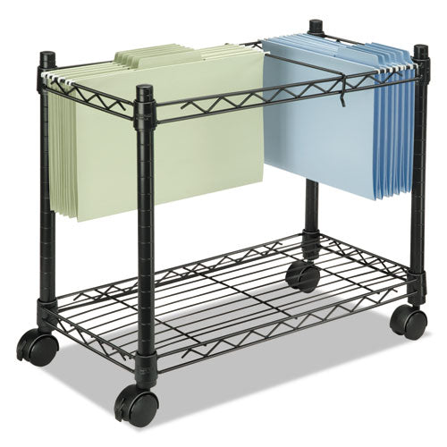 Image of Fellowes® High-Capacity Rolling File Cart, Metal, 1 Shelf, 2 Bins, 24" X 14" X 20.5", Black