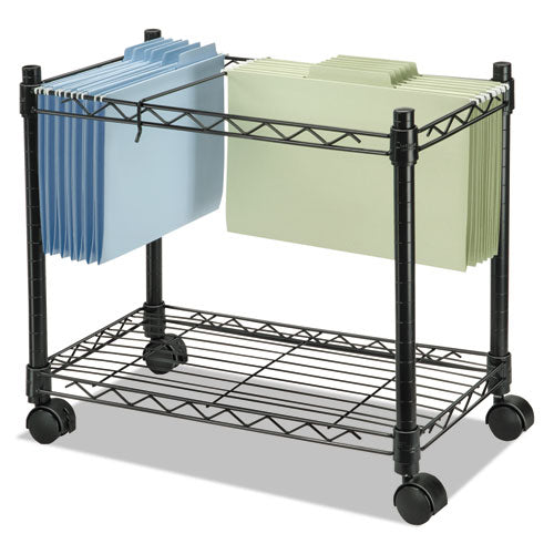 Image of Fellowes® High-Capacity Rolling File Cart, Metal, 1 Shelf, 2 Bins, 24" X 14" X 20.5", Black