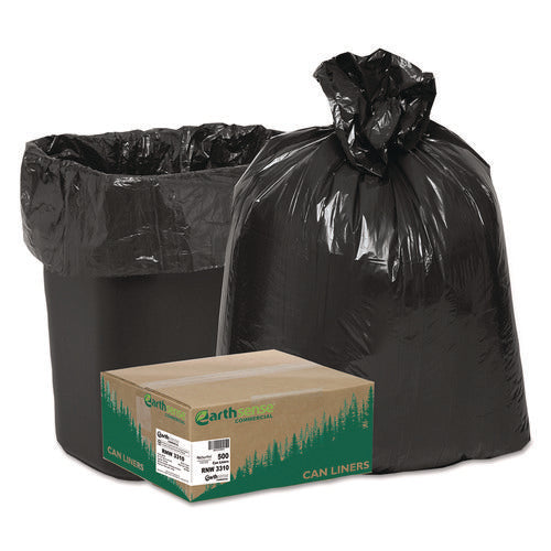 Image of Earthsense® Commercial Linear Low Density Recycled Can Liners, 16 gal, 0.85 mil, 24" x 33", Black, 25 Bags/Roll, 20 Rolls/Carton