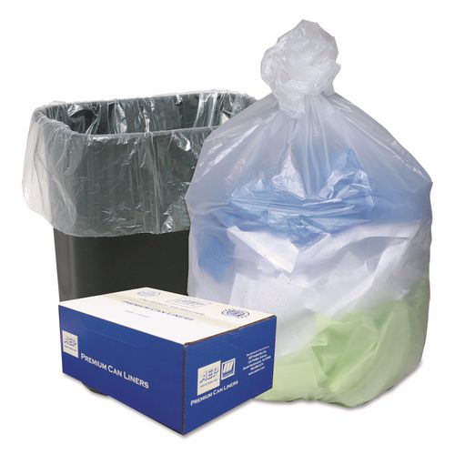 Image of Ultra Plus® Can Liners, 16 gal, 8 mic, 24" x 33", Natural, 50 Bags/Roll, 4 Rolls/Carton