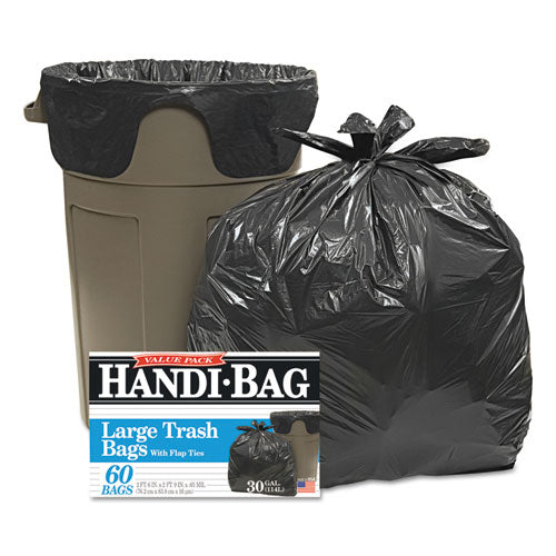 Image of Handi-Bag® Super Value Pack Can Liners, 30 gal, 0.65 mil, 30" x 33", Black, 60/Box