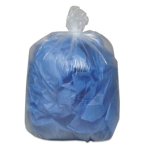 Image of Earthsense® Commercial Linear Low Density Clear Recycled Can Liners, 60 gal, 1.5 mil, 38" x 58", Clear, 10 Bags/Roll, 10 Rolls/Carton