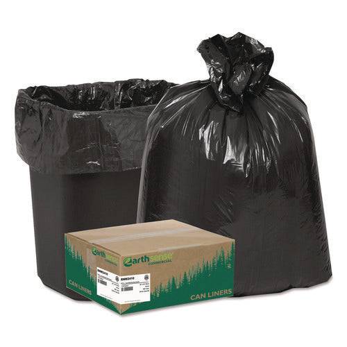Image of Earthsense® Commercial Linear Low Density Recycled Can Liners, 10 gal, 0.85 mil, 24" x 23", Black, 25 Bags/Roll, 20 Rolls/Carton
