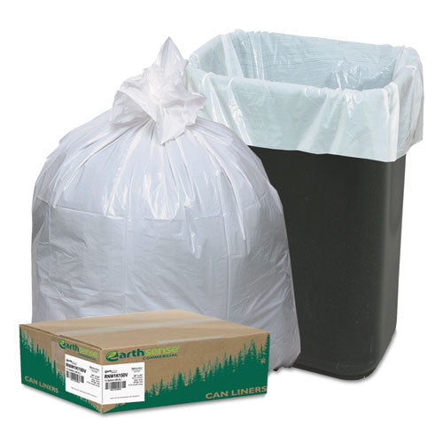 Image of Earthsense® Commercial Linear-Low-Density Recycled Tall Kitchen Bags, Open-Face, 13 gal, 24" x 33", White, 15 Bags/Roll, 10 Rolls/Box