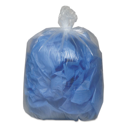 Image of Earthsense® Commercial Linear Low Density Clear Recycled Can Liners, 33 gal, 1.25 mil, 33" x 39", Clear, 10 Bags/Roll, 10 Rolls/Carton