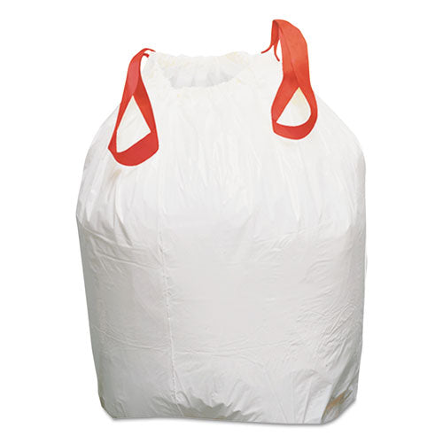 Image of Draw 'n Tie® Heavy-Duty Trash Bags, Drawstring, 13 gal, 24.5" x 27.38", White, 50 Bags/Roll, 4 Rolls/Box