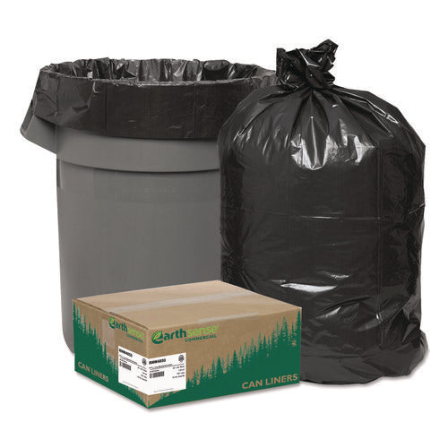 Image of Earthsense® Commercial Linear Low Density Recycled Can Liners, 45 gal, 1.25 mil, 40" x 46", Black, 10 Bags/Roll, 10 Rolls/Carton