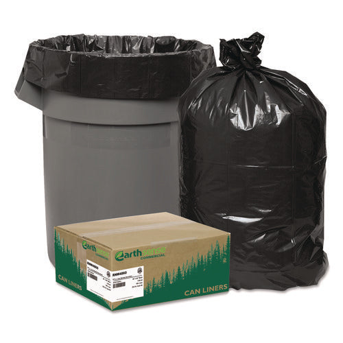 Image of Earthsense® Commercial Linear Low Density Recycled Can Liners, 45 gal, 1.65 mil, 40" x 46", Black, 10 Bags/Roll, 10 Rolls/Carton