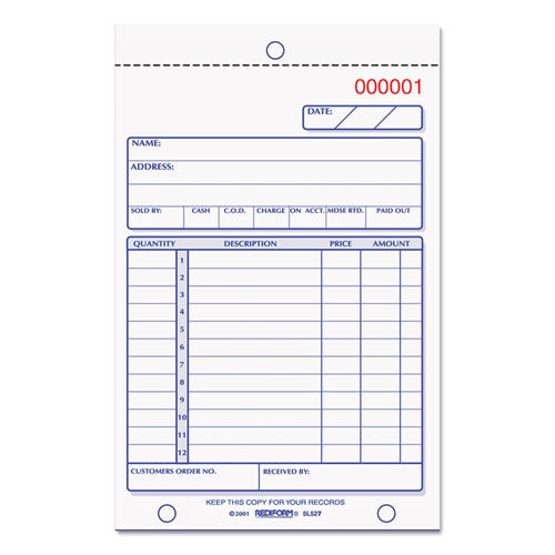 Image of Rediform® Sales Book, 12 Lines, Two-Part Carbonless, 4.25 x 6.38, 50 Forms Total