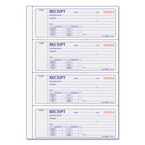 Image of Rediform® Money Receipt Book, Softcover, Two-Part Carbonless, 7 x 2.75, 4 Forms/Sheet, 200 Forms Total