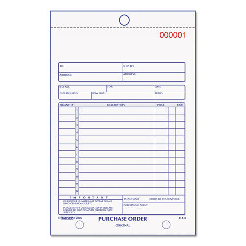 Image of Rediform® Purchase Order Book, 12 Lines, Two-Part Carbonless, 5.5 x 7.88, 50 Forms Total