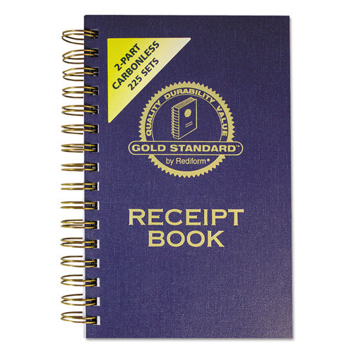 Image of Rediform® Gold Standard Money Receipt Book, Two-Part Carbonless, 5 x 2.75, 3 Forms/Sheet, 225 Forms Total