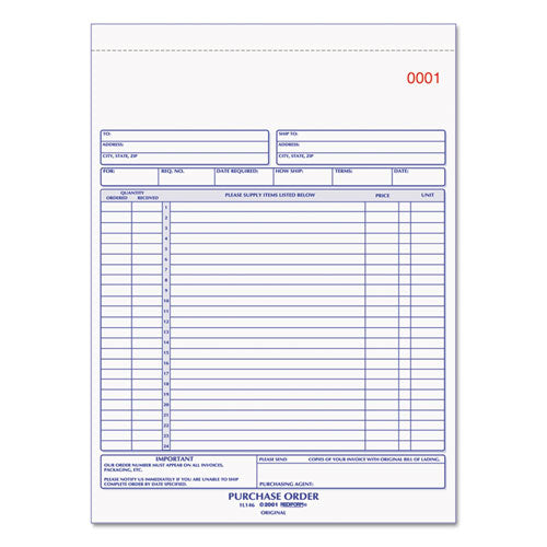 Image of Rediform® Purchase Order Book, 17 Lines, Two-Part Carbonless, 8.5 x 11, 50 Forms Total