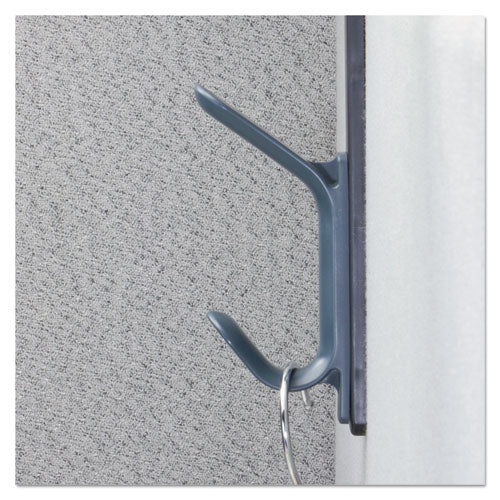 Image of Universal® Recycled Cubicle Double Coat Hook, Plastic, Charcoal