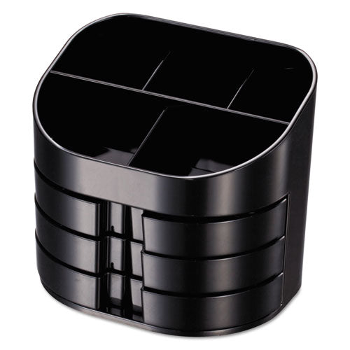 Image of Officemate Double Supply Organizer, 11-Compartments, 6 Drawers, Plastic, 6.5 x 4.75 x 5.75, Black