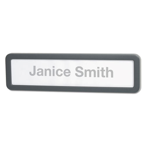 Image of Universal® Recycled Cubicle Nameplate with Rounded Corners, 9 x 2.5, Charcoal