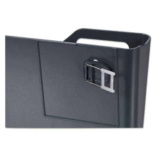 Image of Universal® Recycled Plastic Cubicle Single File Pocket, Cubicle Pins Mount, 13.5 x 3 x 7, Charcoal