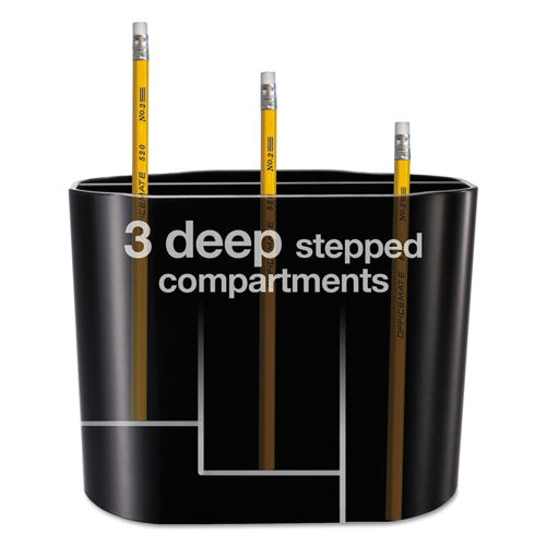 Image of Officemate Double Supply Organizer, 11-Compartments, 6 Drawers, Plastic, 6.5 x 4.75 x 5.75, Black