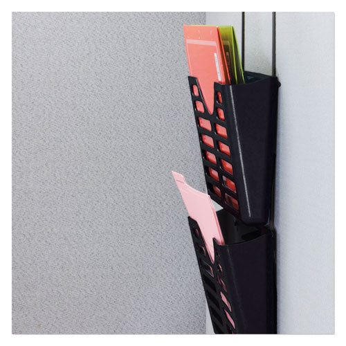 Image of Officemate VerticalMate Cubicle Wall File Pocket, 3 Sections, Letter Size, 13.5" x 6" x 28", Charcoal, 3/Pack