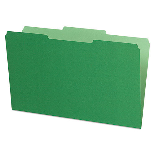 Image of Pendaflex® Interior File Folders, 1/3-Cut Tabs: Assorted, Legal Size, Green, 100/Box