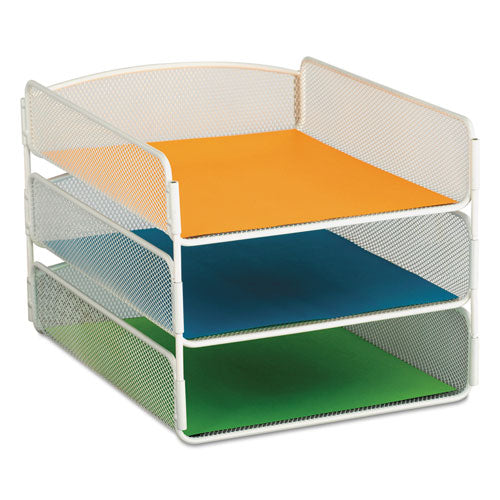 Image of Safco® Onyx Desk Tray, 3 Sections, Letter Size Files, 9.25" X 11.75" X 8", White
