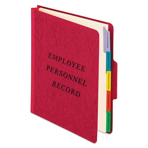 Image of Pendaflex® Vertical-Style Personnel Folders, 2" Expansion, 5 Dividers, 2 Fasteners, Letter Size, Red Exterior