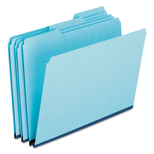 Image of Pendaflex® Pressboard Expanding File Folders, 1/3-Cut Tabs: Assorted, Legal Size, 1" Expansion, Blue, 25/Box