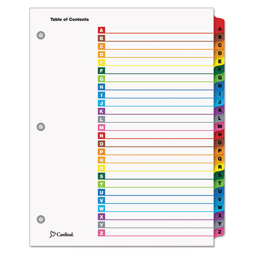 Image of Cardinal® OneStep Printable Table of Contents and Dividers, 26-Tab, A to Z, 11 x 8.5, White, Assorted Tabs, 1 Set