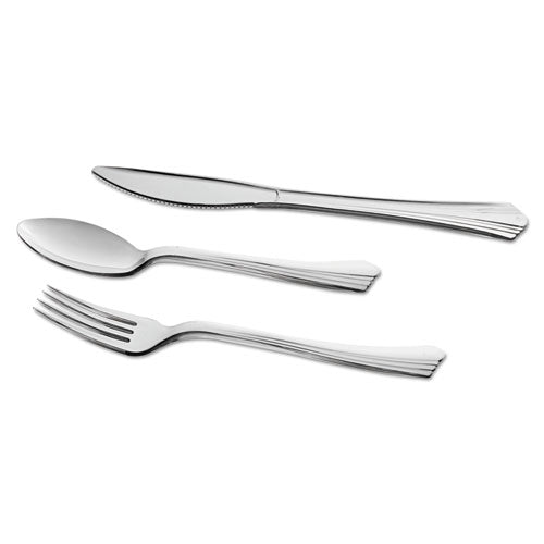 Image of WNA Reflections Heavyweight Plastic Utensils, Fork, Silver, 40/Pack