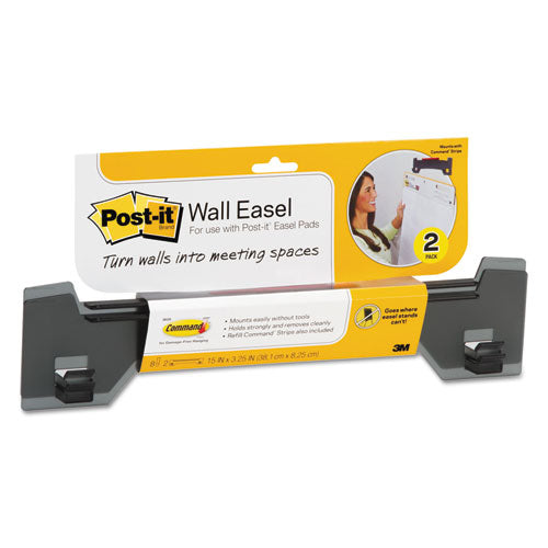 Image of Post-it® Wall Easel, Adhesive Mount, Plastic, Smoke, 2/pack