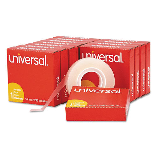 Image of Universal® Invisible Tape, 1" Core, 0.5" X 36 Yds, Clear, 12/pack