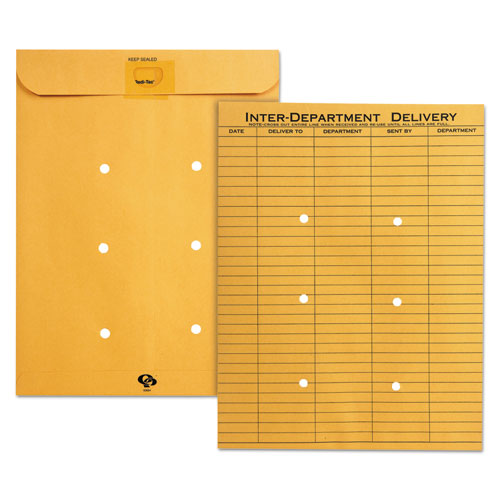 Image of Quality Park Brown Kraft Resealable Redi-Tac Interoffice Envelope, #97, One-Sided Five-Column Format, 10 X 13, Brown Kraft, 100/box