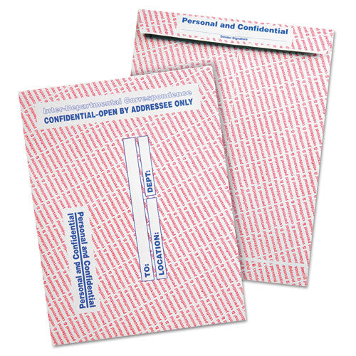 Image of Quality Park Gray/red Paper Gummed Flap Personal And Confidential Interoffice Envelope, #97, 10 X 13, Gray/red, 100/box