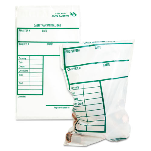 Image of Quality Park Cash Transmittal Bags, Printed Info Block, 6 X 9, Clear, 100/pack