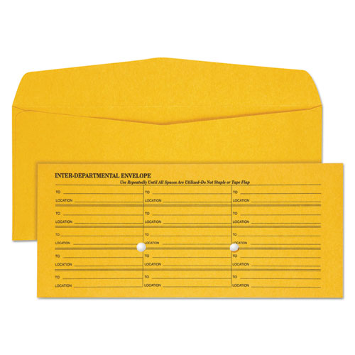 Image of Quality Park Light Brown Fold Flap Kraft Trade Size Interoffice Envelope, One-Sided Box-Style Format, 4.5 X 10.38, Brown Kraft, 500/box