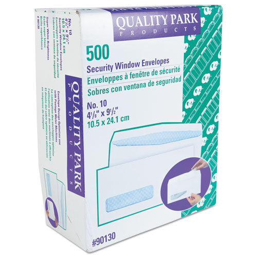 Image of Quality Park Security Tint Window Envelope, #10, Commercial Flap, Gummed Closure, 4.13 x 9.5, White, 500/Box