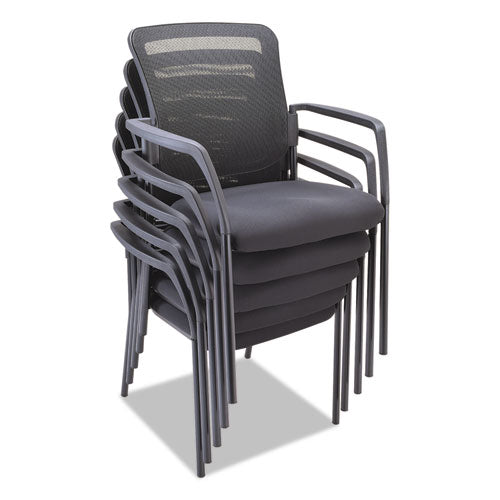 Image of Alera® Alera Elusion Series Mesh Back Stacking Guest Chair, 26" x 25.6" x 36.2", Black Seat, Black Back, Black Base