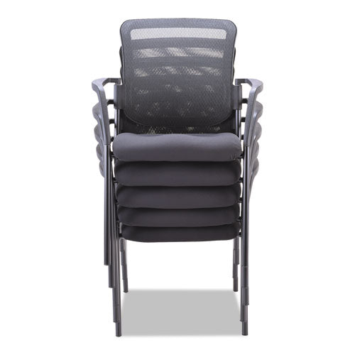 Image of Alera® Alera Elusion Series Mesh Back Stacking Guest Chair, 26" x 25.6" x 36.2", Black Seat, Black Back, Black Base