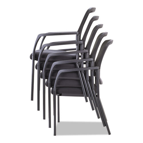Image of Alera® Alera Elusion Series Mesh Back Stacking Guest Chair, 26" x 25.6" x 36.2", Black Seat, Black Back, Black Base